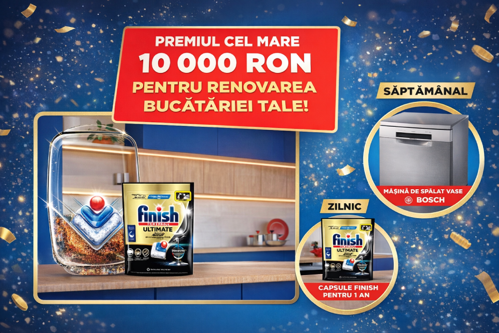 Concurs: Câștigă 10.000 lei pentru renovarea bucătăriei + mașini de spălat vase!
