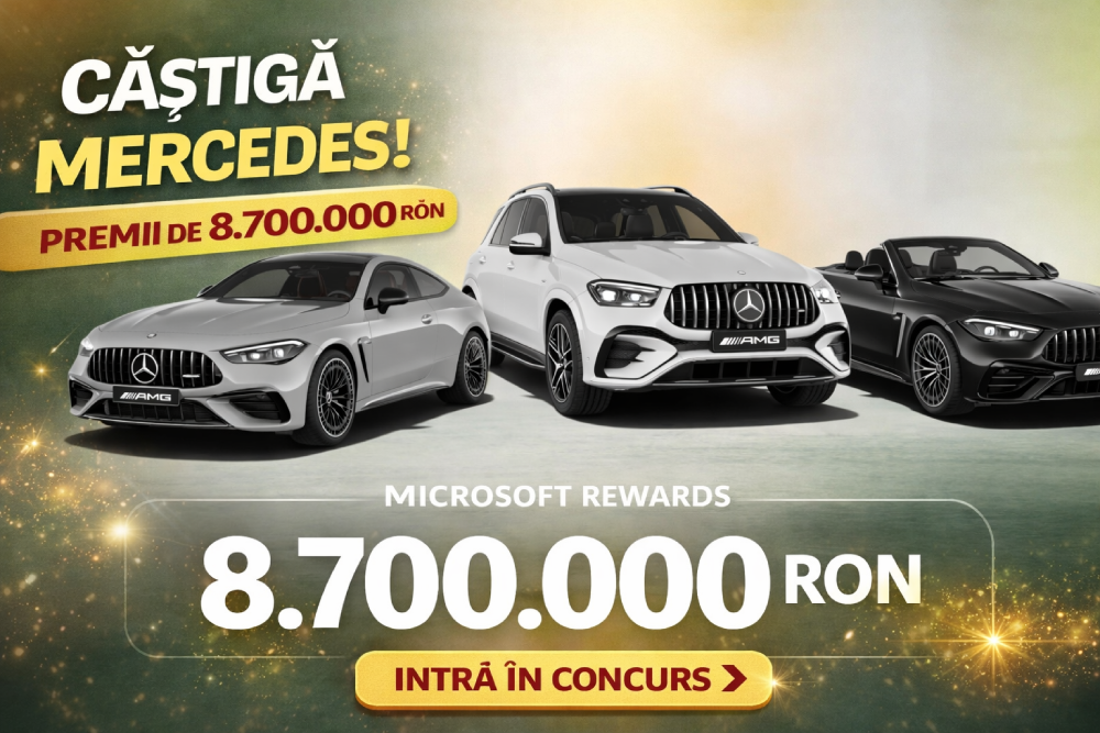Concurs: Câștigă 1.000.000 USD + mașini Mercedes-Benz de la Microsoft Rewards!
