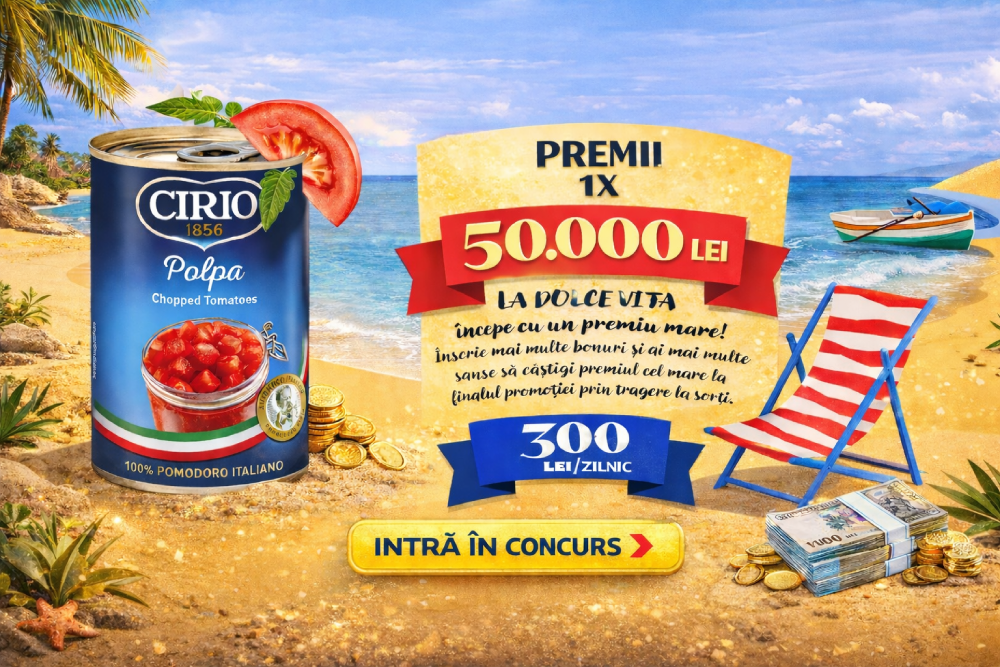Concurs: Câștigă 50.000 lei + premii zilnice de 300 lei de la Cirio!