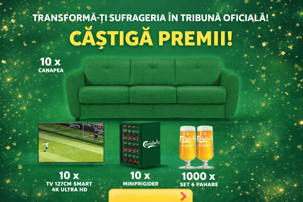 Concurs: Câștigă canapele, televizoare Samsung și minifrigidere Carlsberg!