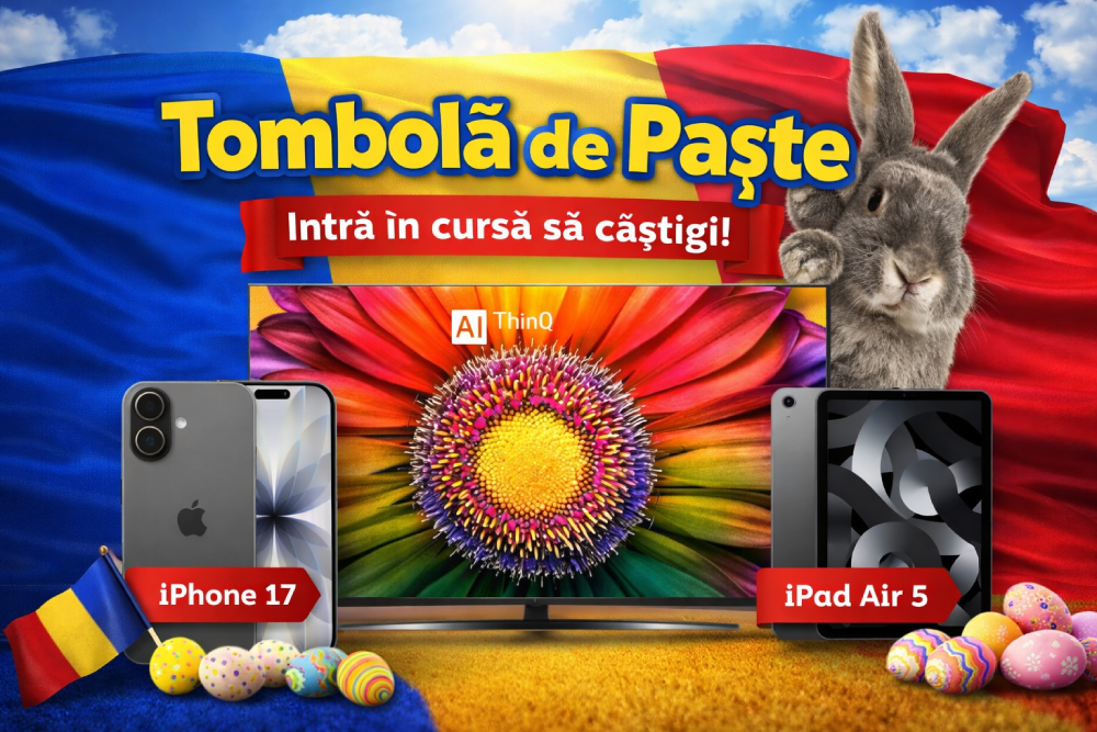 Concurs: Câștigă un telefon mobil iPhone 17, un televizor TV LG 4K sau o tabletă iPad Air 5!