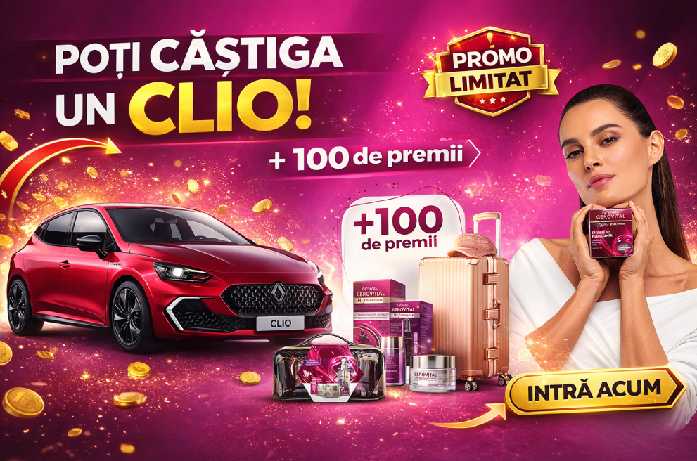 Concurs: Câștigă mașină Renault Clio + trollere și seturi Gerovital!