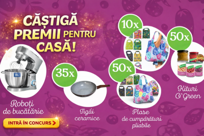 Concurs: Câștigă roboți de bucătărie + tigăi ceramice și premii O Green!