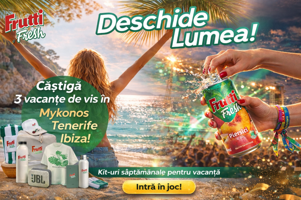 Concurs: Câștigă vacanțe în Mykonos, Tenerife sau Ibiza + kituri de vacanță Frutti Fresh!