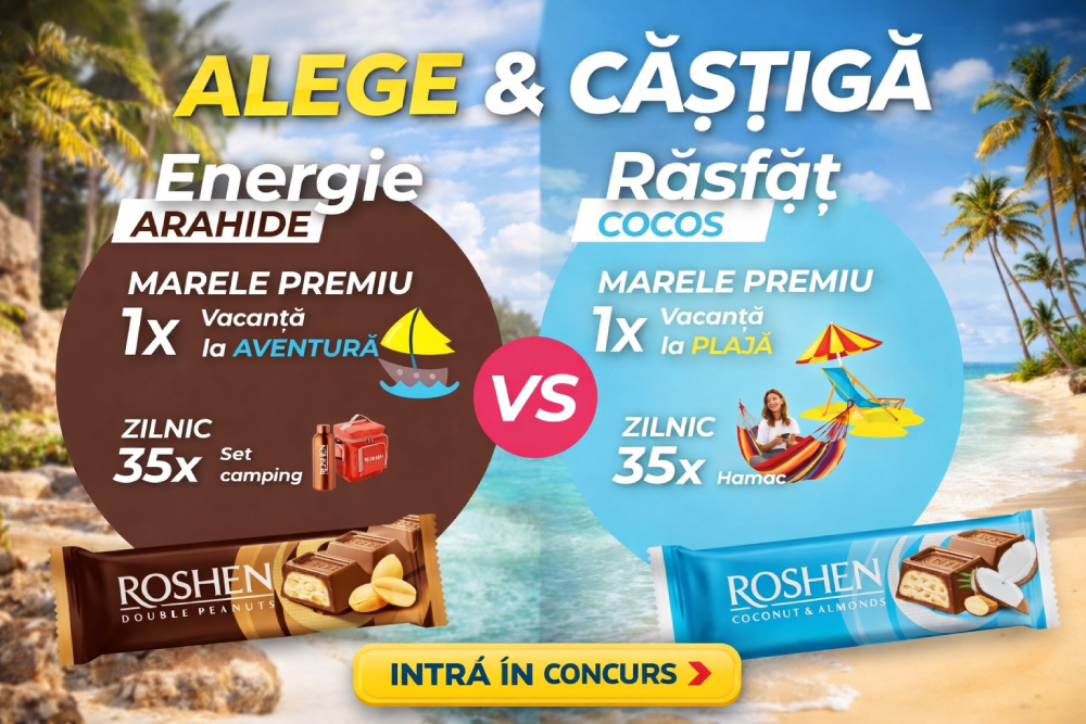 Concurs: Câștigă 2 vacanțe în Tenerife + hamace și seturi camping Roshen!