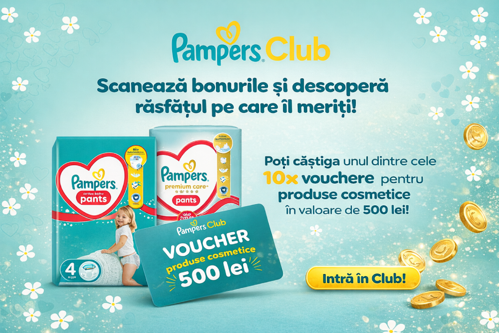Concurs: Câștigă vouchere de 500 lei pentru produse cosmetice de la Pampers!