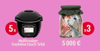 Concurs: Castiga 3 premii in bani in valoare de 5000 euro si 5 multicooker-e Cook4me touch Tefal!